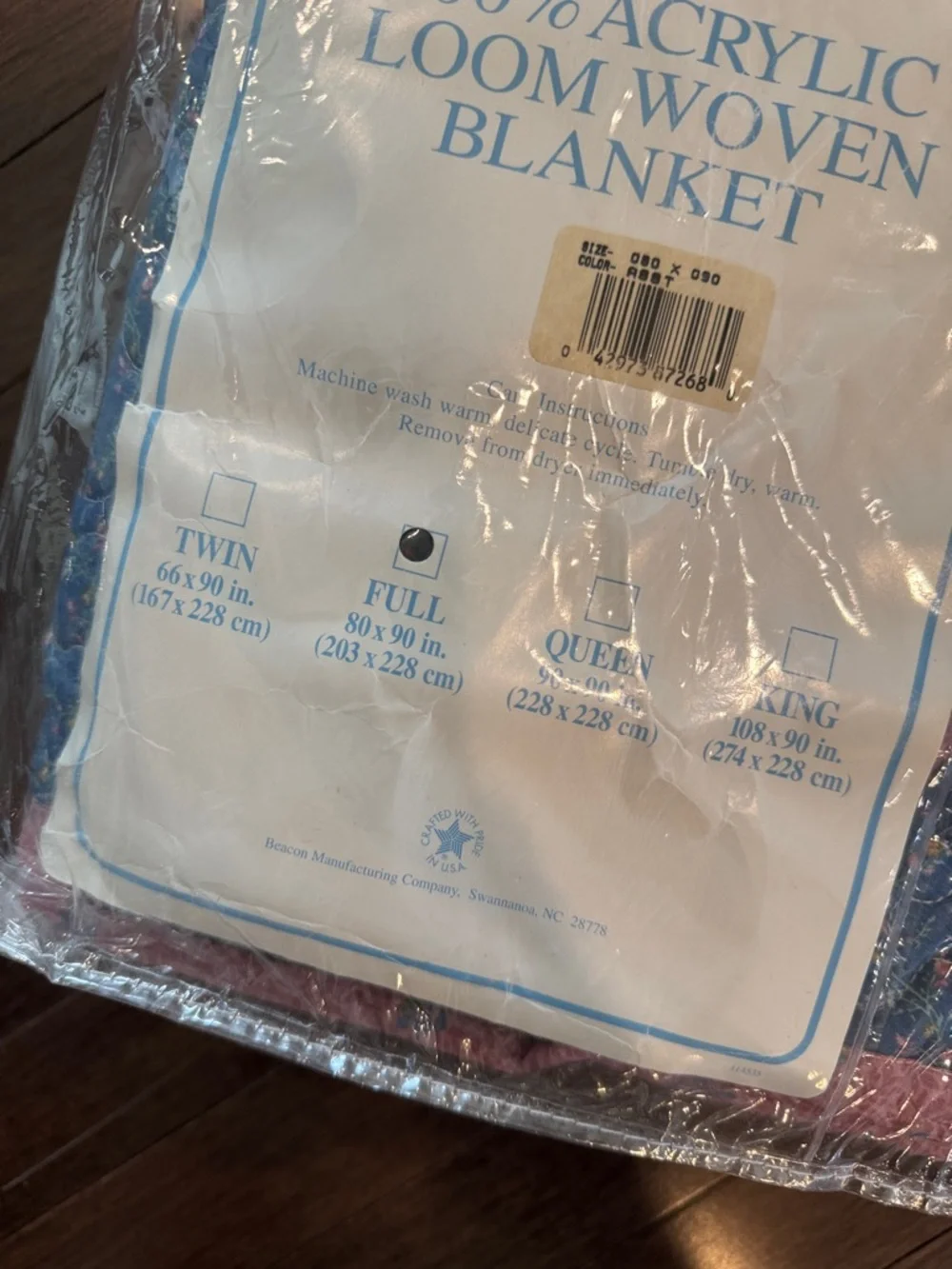 Vintage full size bed quilt by fieldcrest 80s 90s pink blue colors